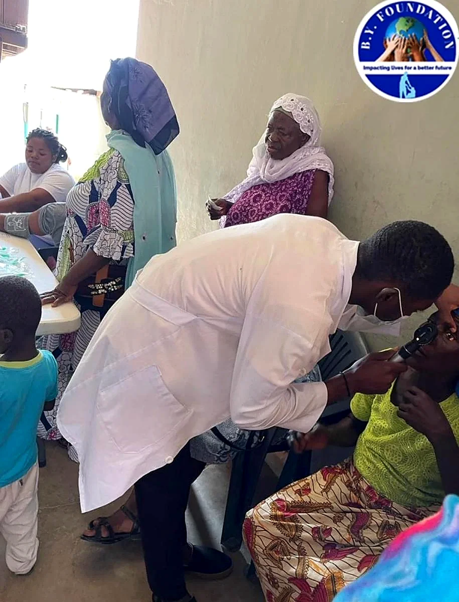 An eye examination at a foundation outreach