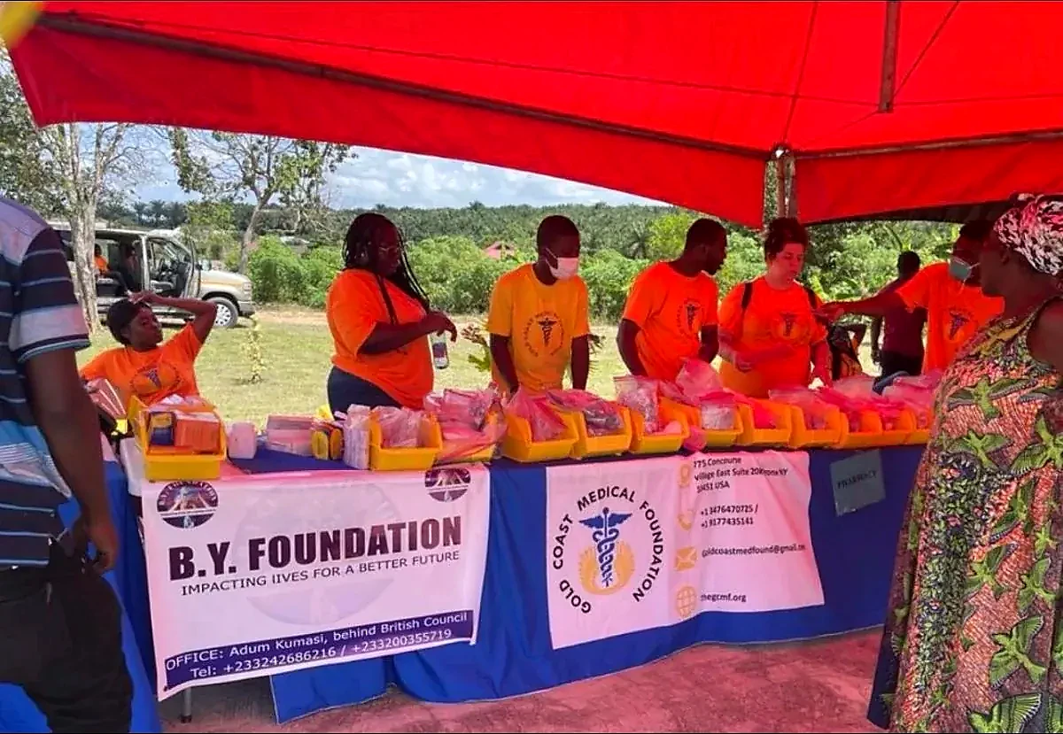 A healthcare outreach under a tent